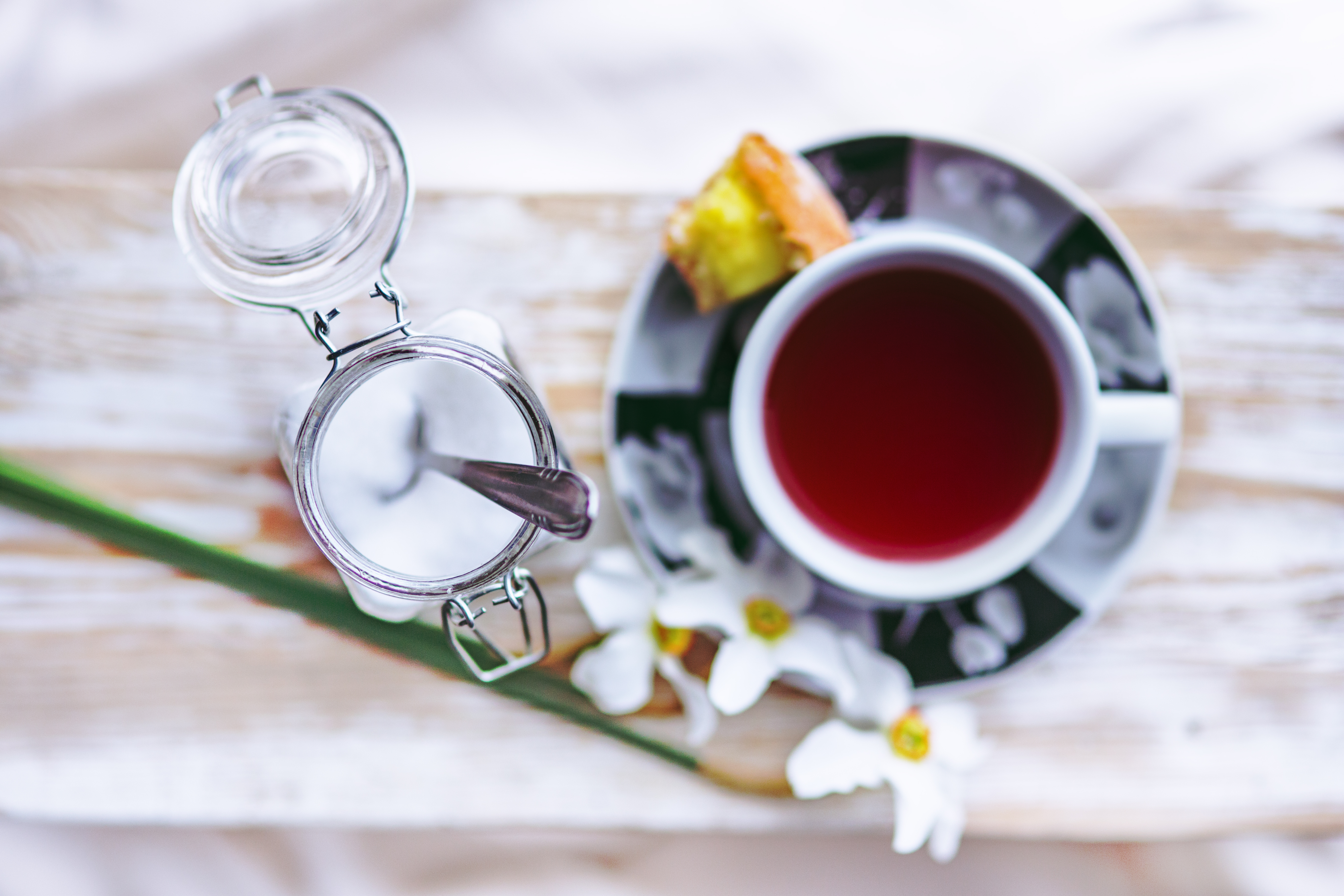 Tea next to sugar jar